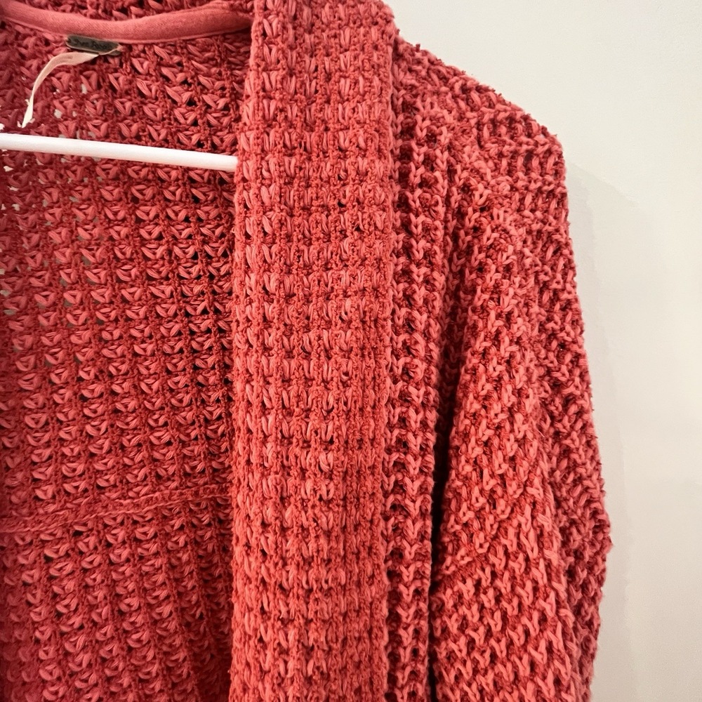 Free People‎ I'll Be Around Silk Cotton Waffle Fringe Sweater Oversized Small - Picture 6 of 11